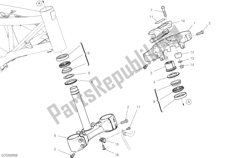 Tutte le parti per il Gruppo Sterzo del Ducati Scrambler Cafe Racer Thailand 803 2019